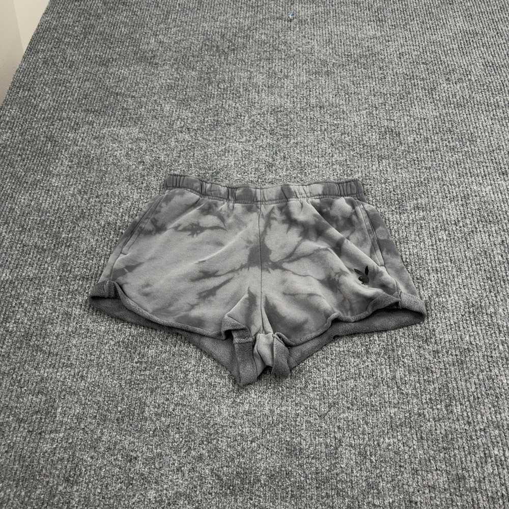 Playboy‎ x PacSun Shorts Womens M Gray Cotton Blend Tie Dye Bunny Logo Casual